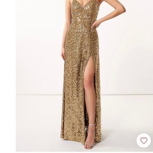 COPY - Azazie Celestine, sequin taupe dress.